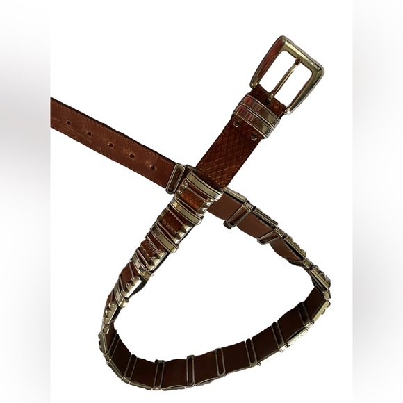 Italian designer Nanni leather and brass belt - Picture 3 of 10